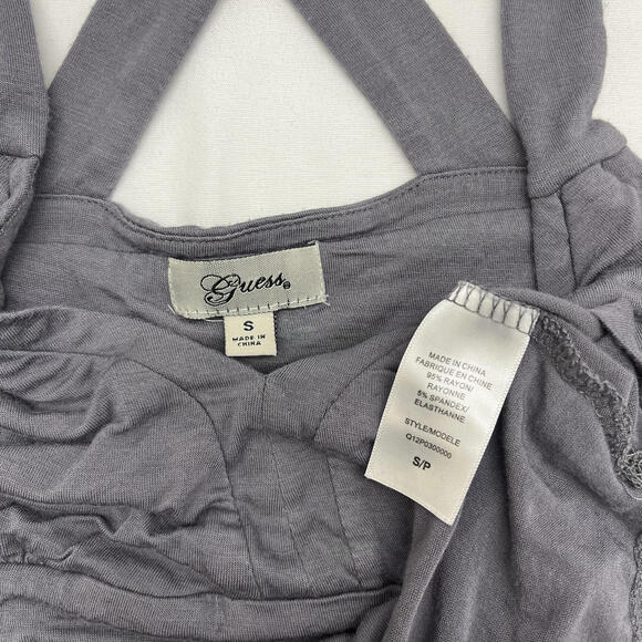 Y2K 2000s Guess grey purple babydoll camisole criss cross back Sz S summer top - Picture 4 of 6